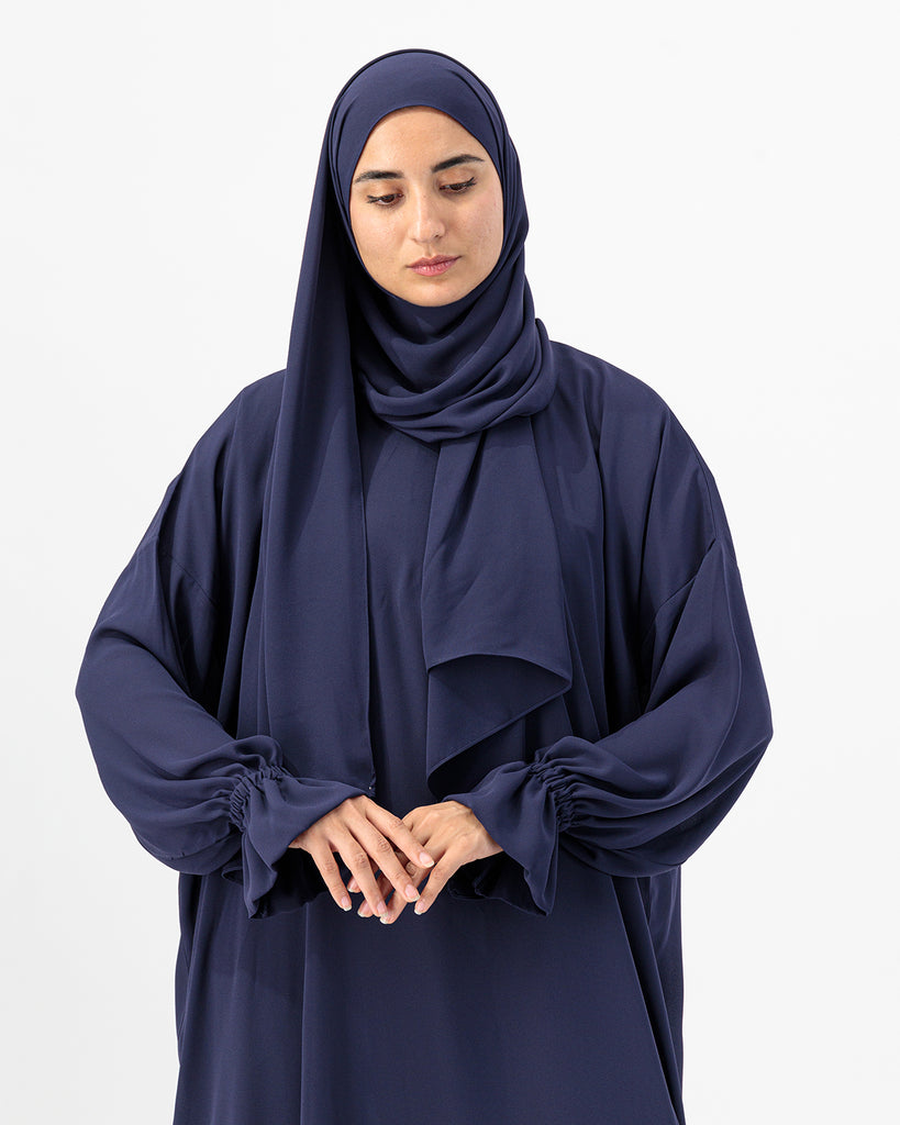 OUNS Crepe Prayer Wear  -  Navy - Alef Meem