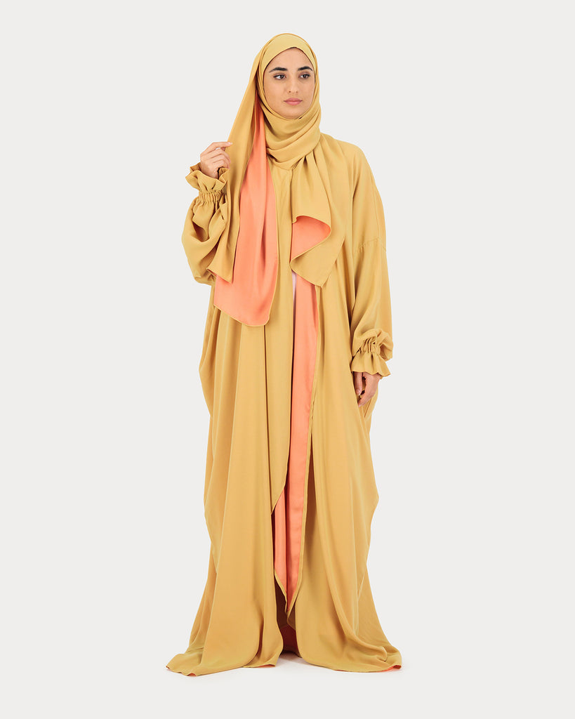 Tuba Crepe Prayer Wear - Caramel Two Tune Prayer Wear - Alef Meem