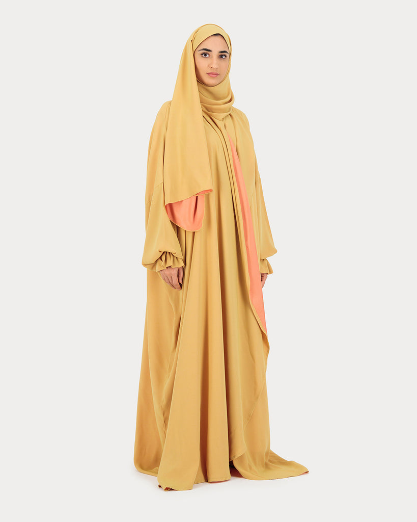 Tuba Crepe Prayer Wear - Caramel Two Tune Prayer Wear - Alef Meem