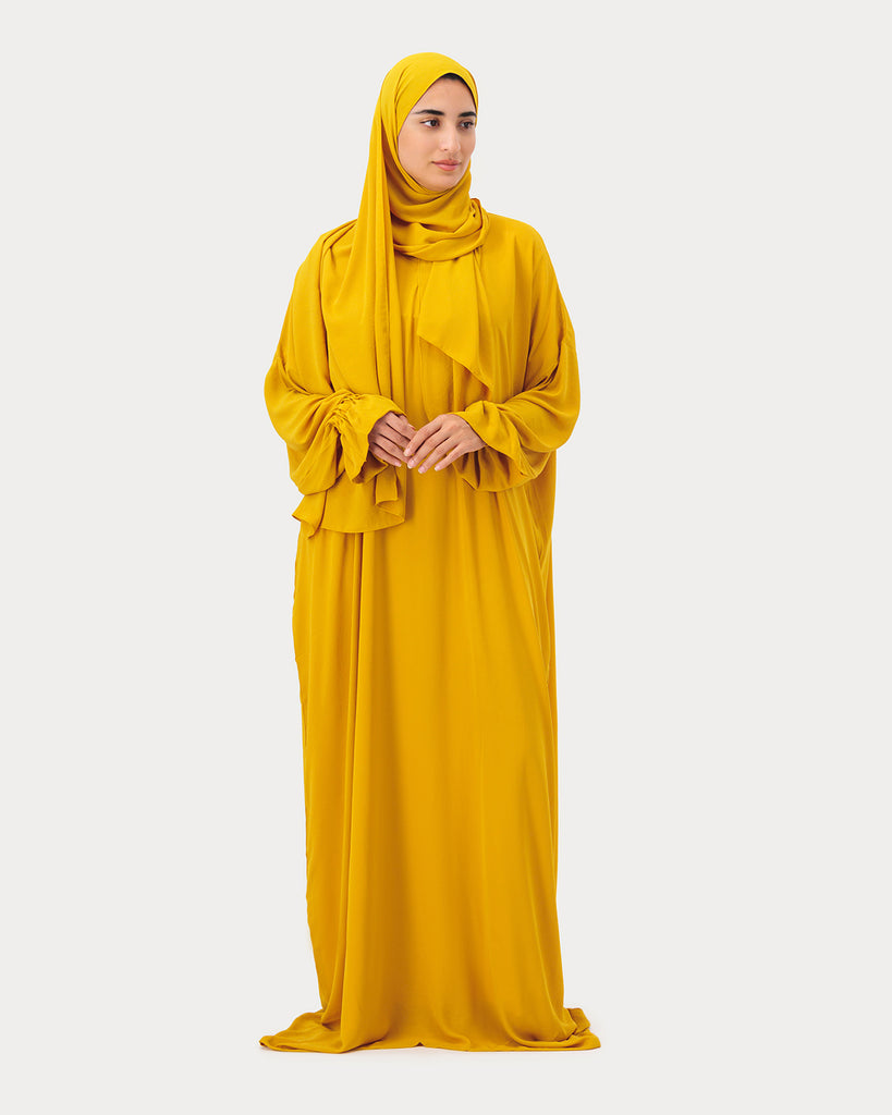 OUNS Crepe Prayer Wear  -  Mustard - Alef Meem